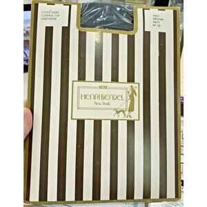 Vintage NWT Henri Bendel Pantyhose Size Medium Navy Blue Lycra Sheer control top